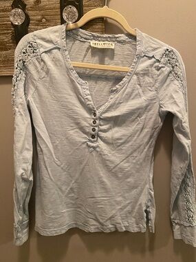 Royalty For Me Pale Blue Lace-Shoulder Henley